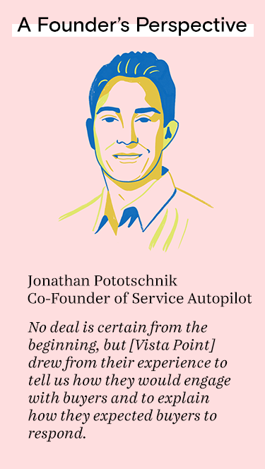 No deal is certain from the beginning, but [Vista Point] drew from their experience to tell us how they would engage with buyers and to explain how they expected buyers to respond.